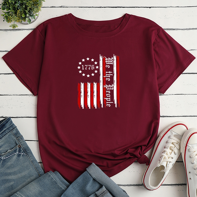 Unisex T-Shirt Kurzarm T-Shirts Drucken Lässig Brief Amerikanische Flagge display picture 3