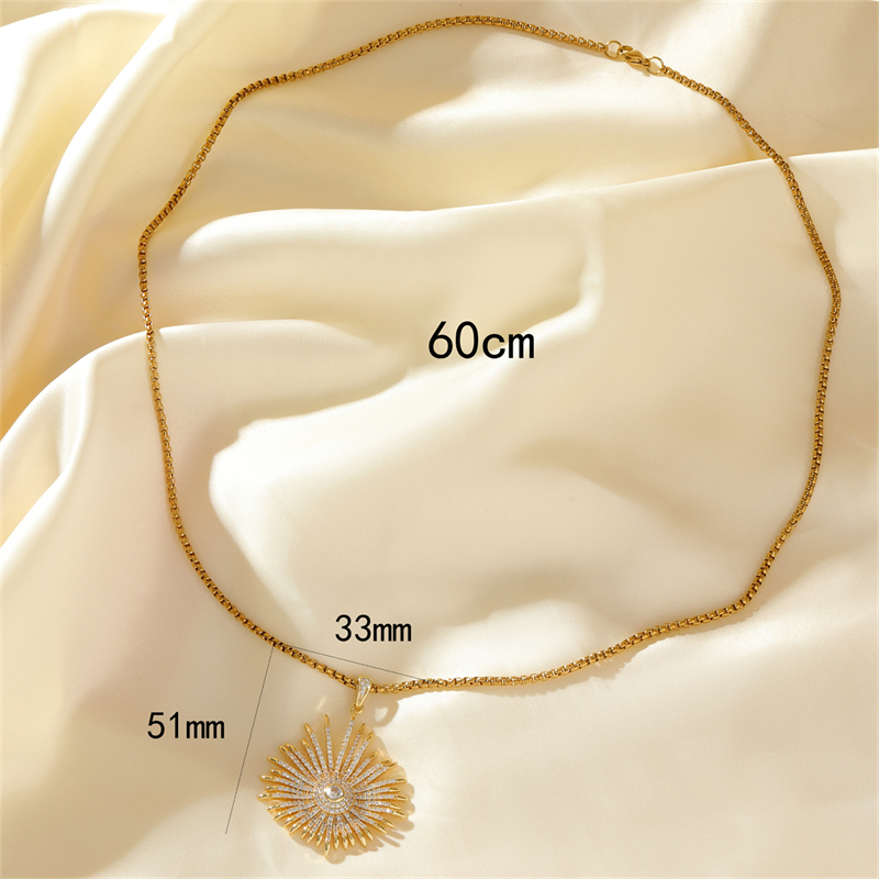 Stainless Steel Copper 18K Gold Plated Sweet Simple Style Plating Inlay Geometric Zircon Pendant Necklace display picture 5