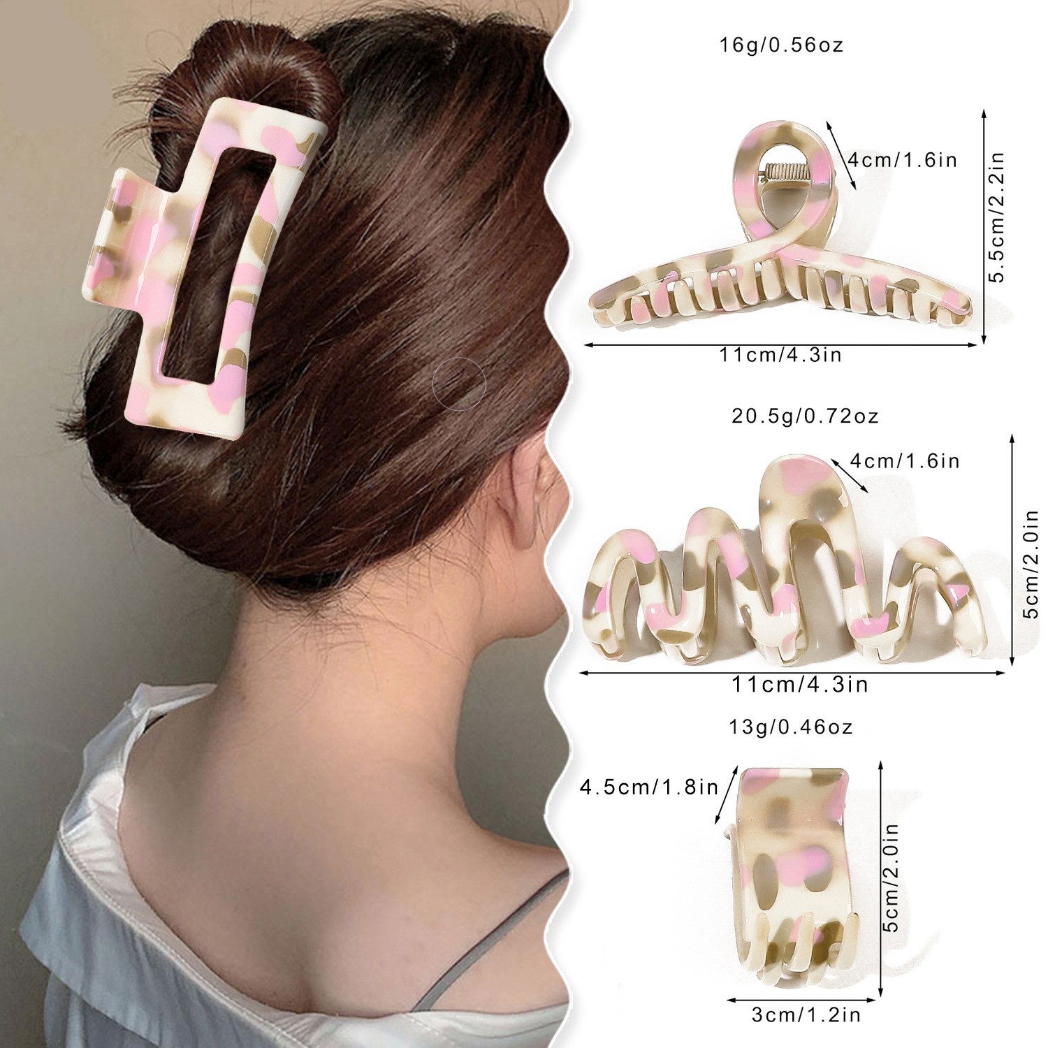 Women's Simple Style Commute Color Block Resin Painted Handmade Hollow Out Hair Claws display picture 3