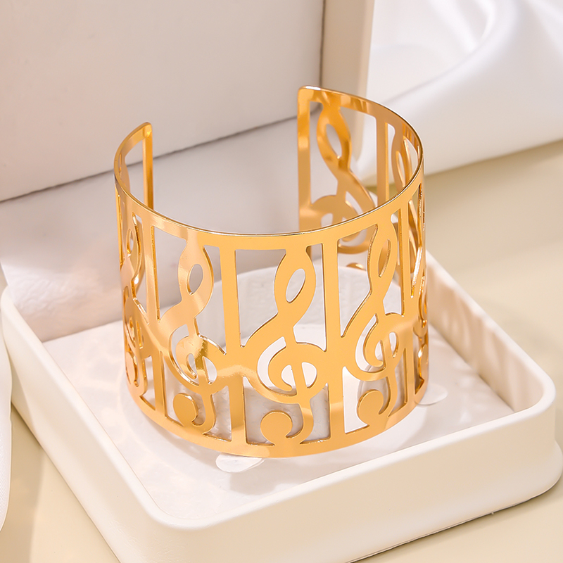 IG Style Exaggerated Cool Style Solid Color Notes Alloy Hollow Out Women's Bangle display picture 2