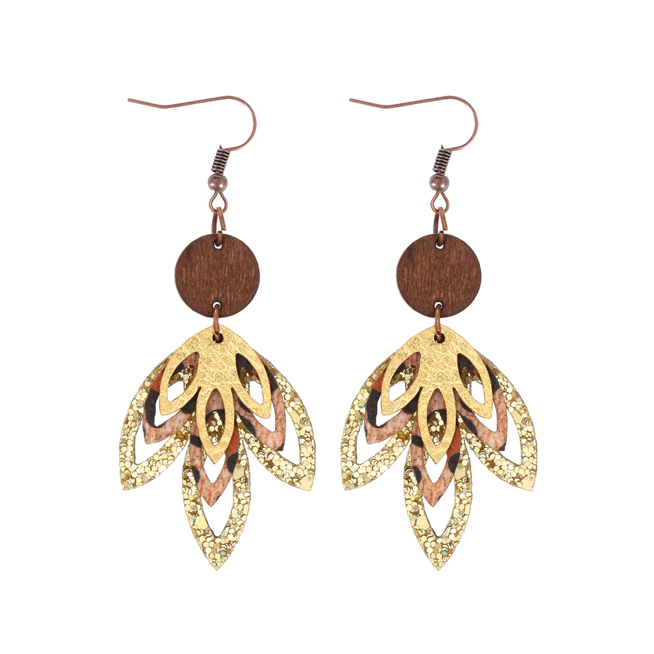 1 Pair Simple Style Classic Style Commute Maple Leaf Hollow Out Pu Leather Drop Earrings display picture 2