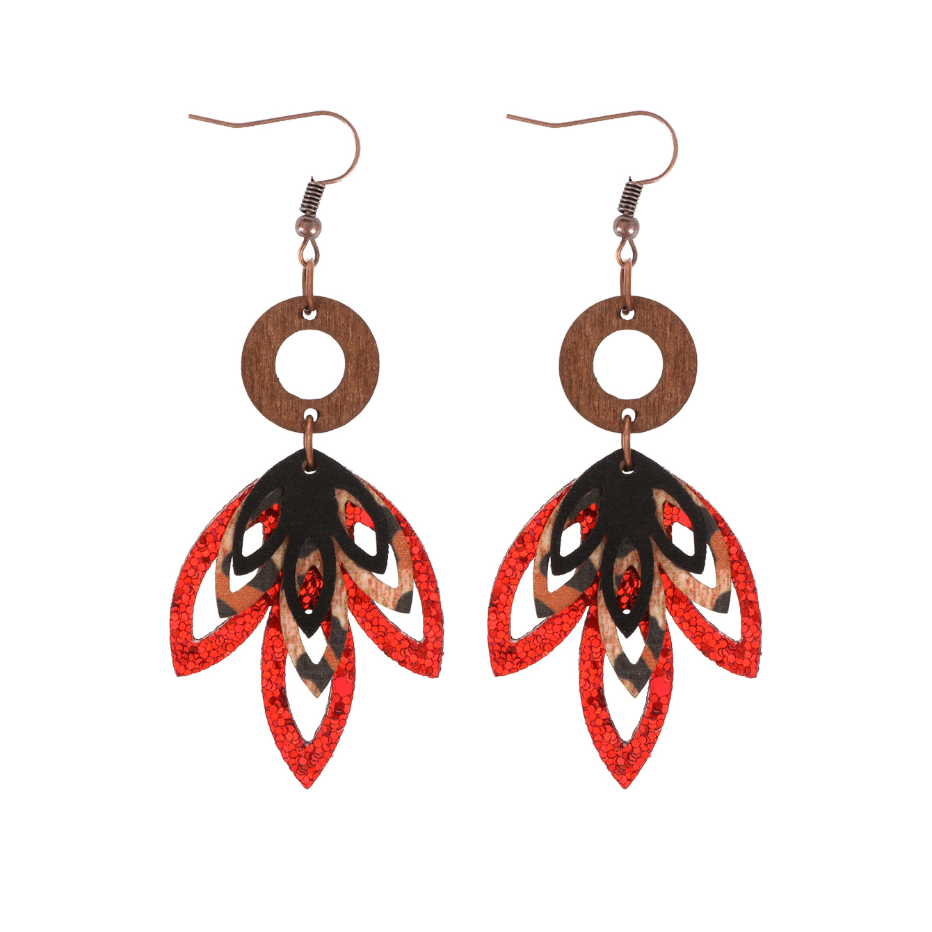 1 Pair Simple Style Classic Style Commute Maple Leaf Hollow Out Pu Leather Drop Earrings display picture 1