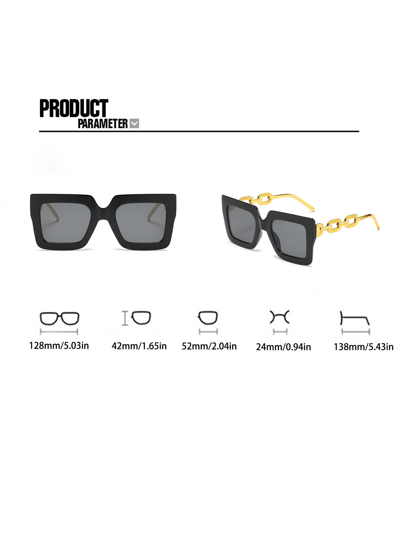 Glam Simple Style Color Block Pc Square Chain Full Frame Women's Sunglasses display picture 11