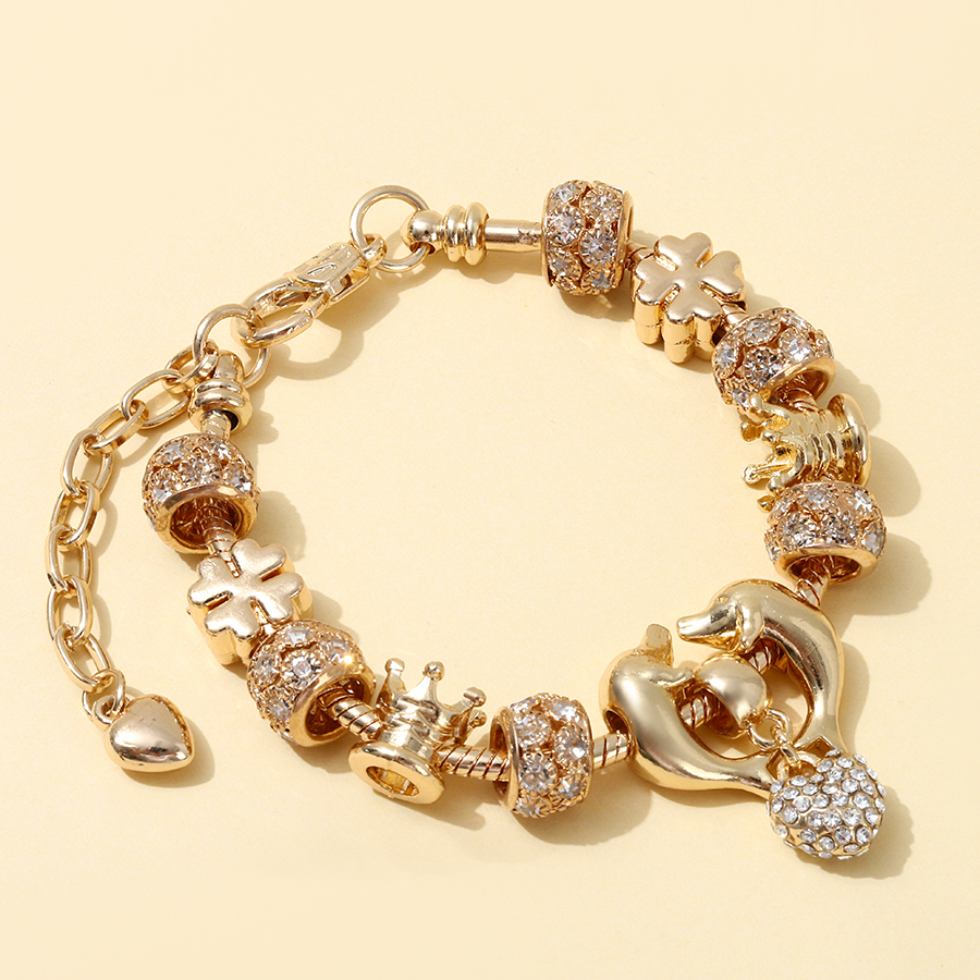 Simple Style Classic Style Dolphin Alloy Plating Inlay Zircon Gold Plated Women's Bracelets display picture 4
