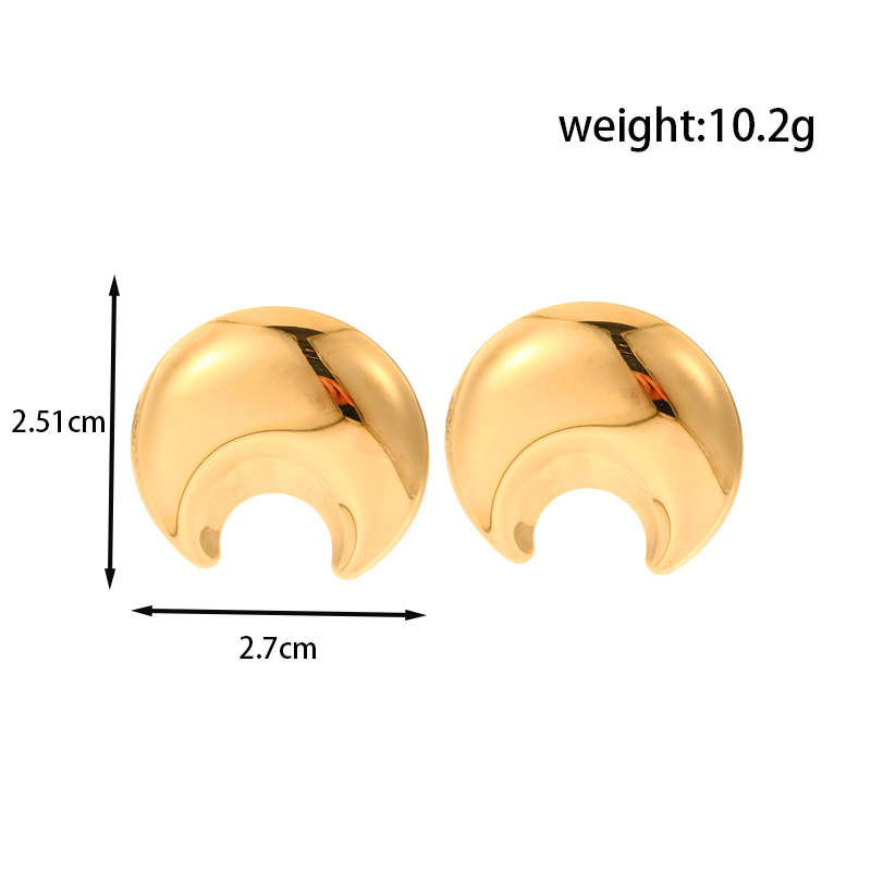 1 Pair IG Style French Style Modern Style Geometric Moon Solid Color 304 Stainless Steel Titanium Steel Drop Earrings Ear Studs display picture 4