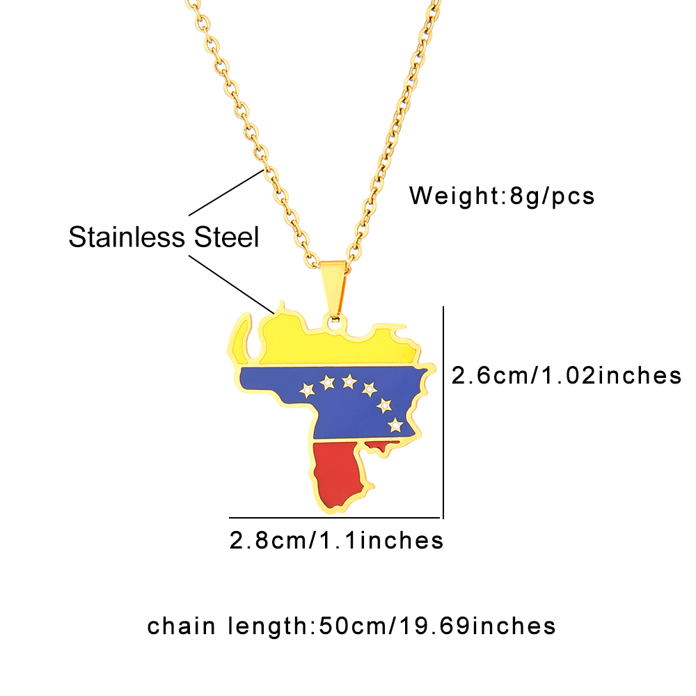 Ethnic Style Map Flag 201 Stainless Steel 304 Stainless Steel Enamel Plating None 18K Gold Plated Unisex Pendant Necklace display picture 1