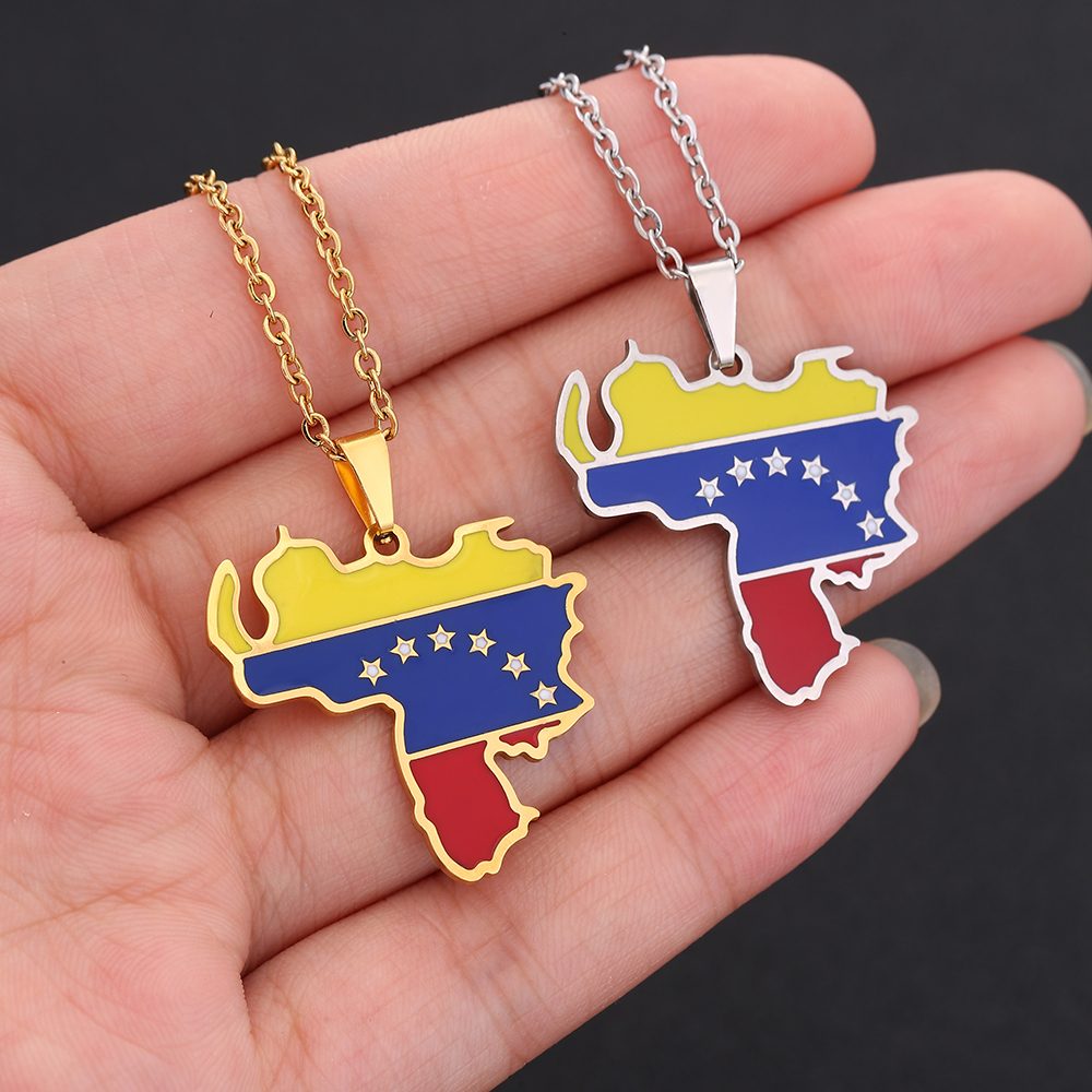 Ethnic Style Map Flag 201 Stainless Steel 304 Stainless Steel Enamel Plating None 18K Gold Plated Unisex Pendant Necklace display picture 9