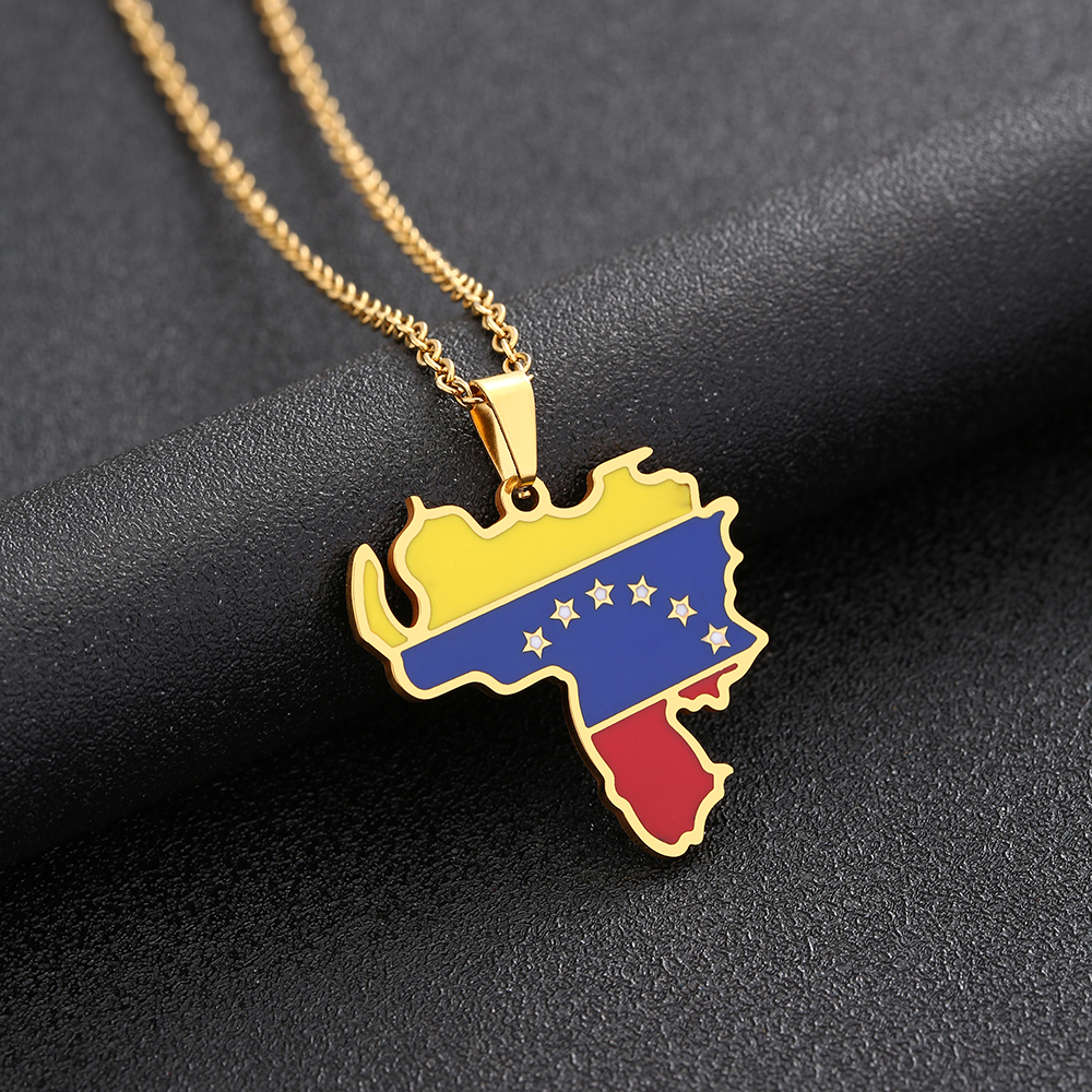 Ethnic Style Map Flag 201 Stainless Steel 304 Stainless Steel Enamel Plating None 18K Gold Plated Unisex Pendant Necklace display picture 6
