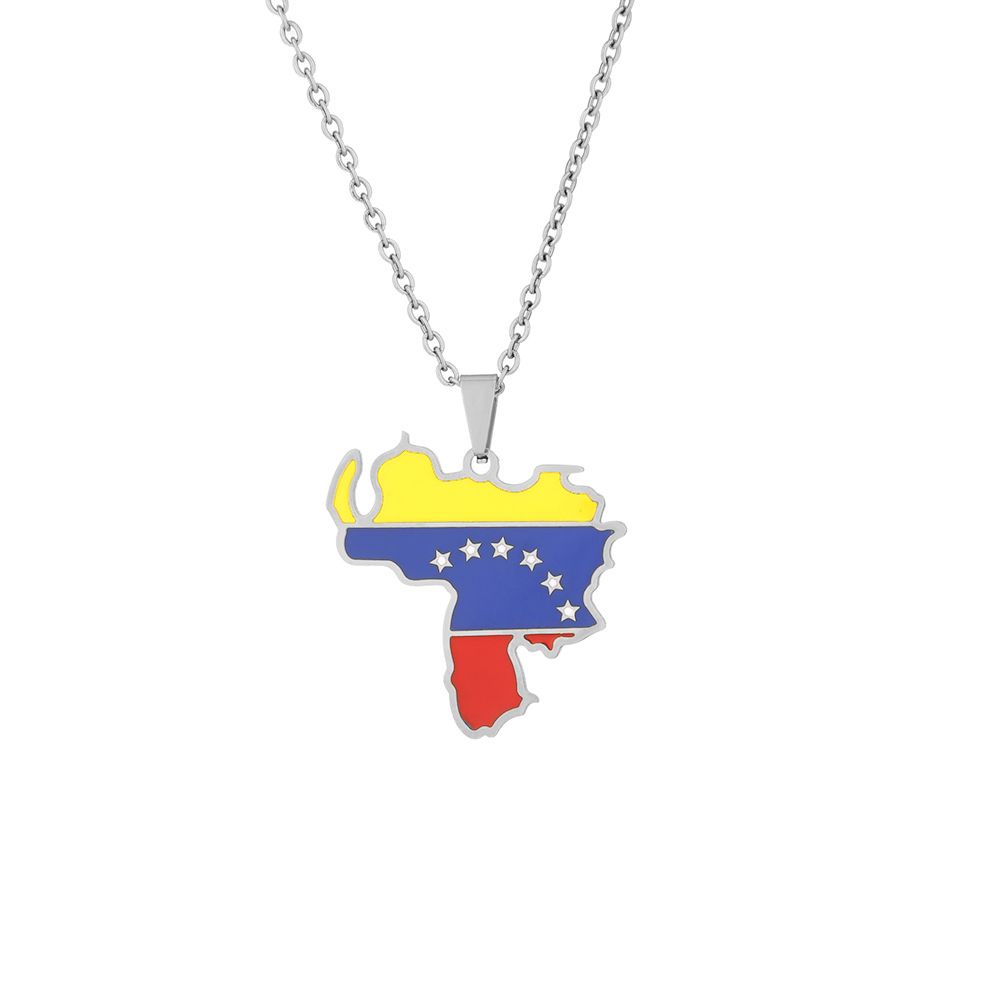 Ethnic Style Map Flag 201 Stainless Steel 304 Stainless Steel Enamel Plating None 18K Gold Plated Unisex Pendant Necklace display picture 3