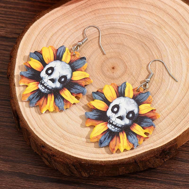 1 Pair Vacation Flower Plating Arylic Gold Plated Drop Earrings display picture 4