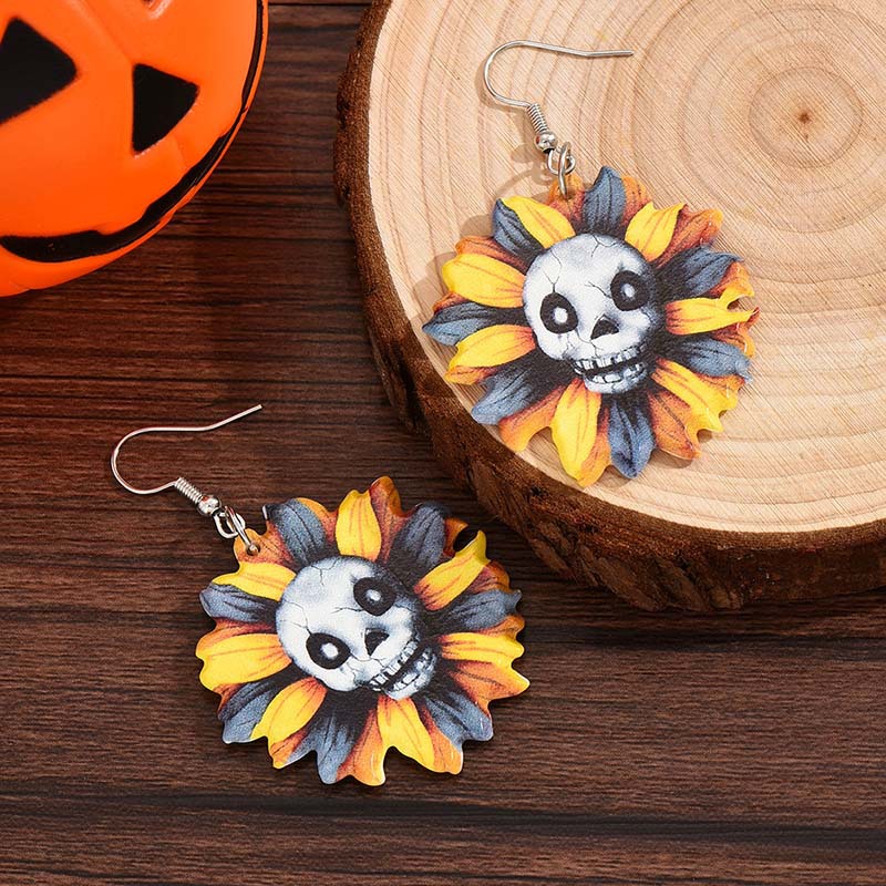 1 Pair Vacation Flower Plating Arylic Gold Plated Drop Earrings display picture 5