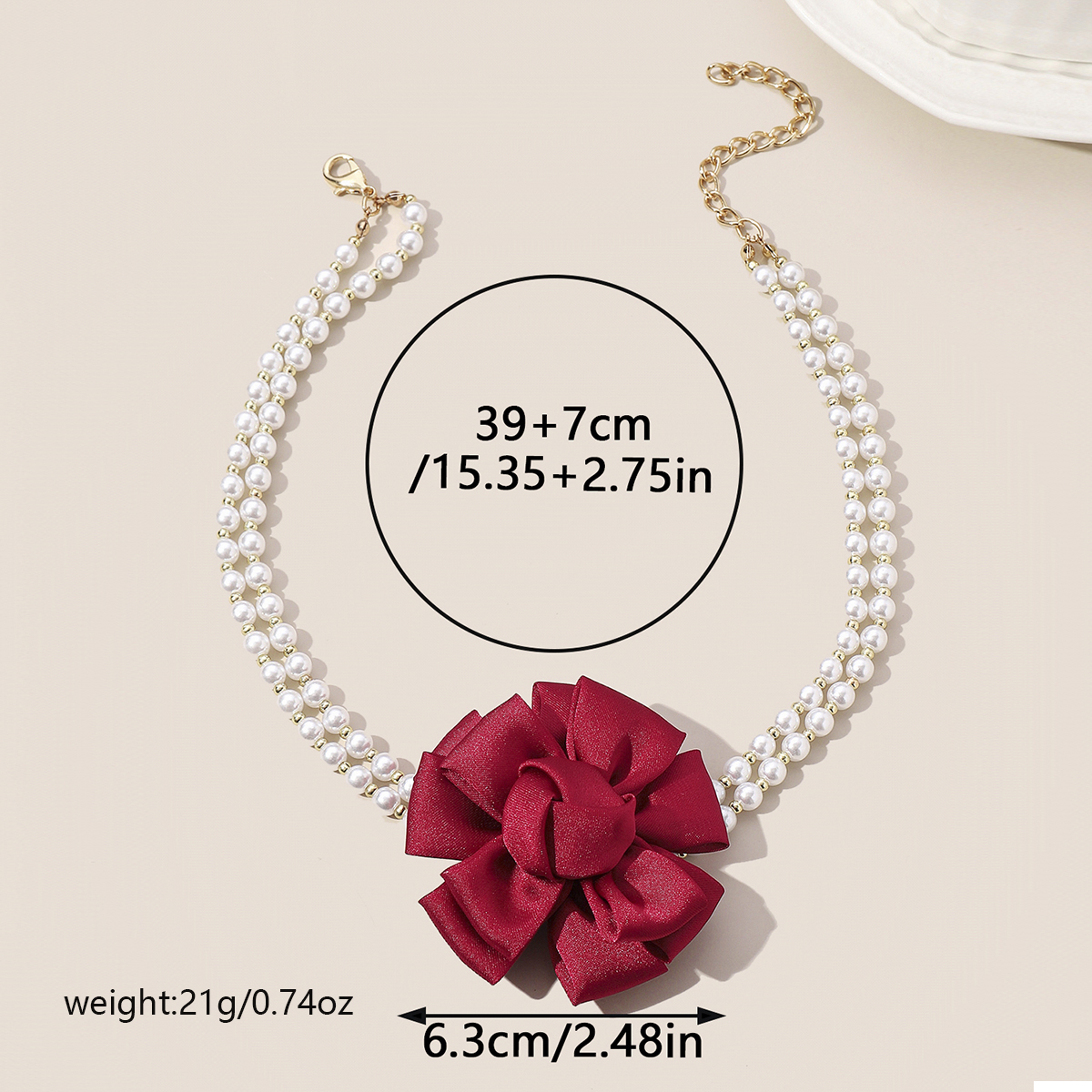 Wholesale Jewelry Fairy Style Elegant Sweet Rose Artificial Pearl Cloth Choker display picture 4