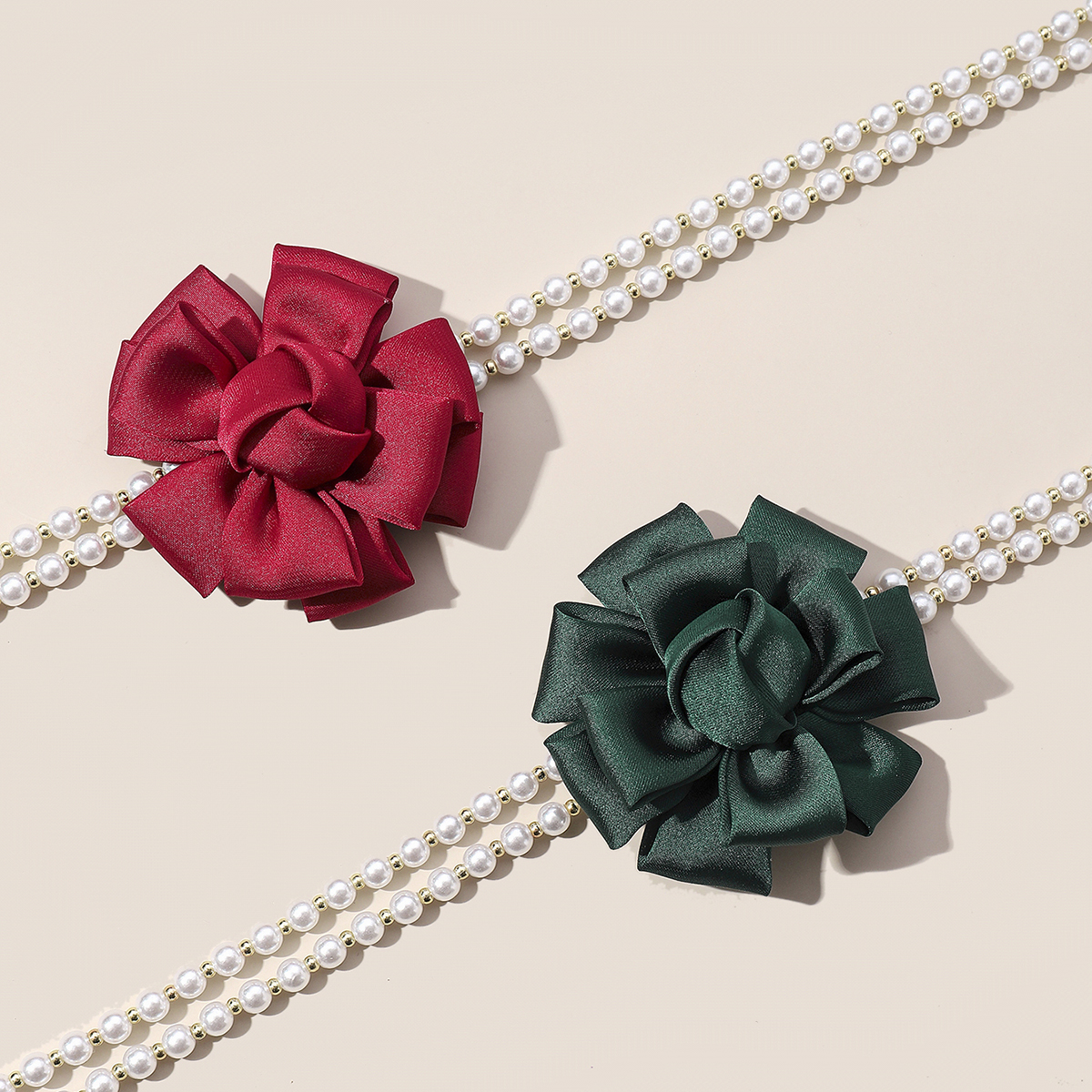 Bijoux En Gros Style De Fée Élégant Sucré Rose Perle Artificielle Chiffon Collier Ras De Cou display picture 7
