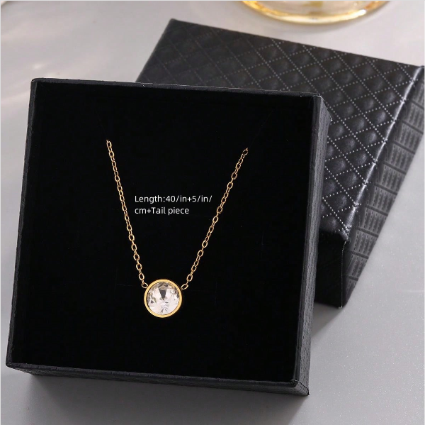 304 Stainless Steel 18K Gold Plated French Style Modern Style Classic Style Plating Inlay Circle Rhinestones Pendant Necklace display picture 9