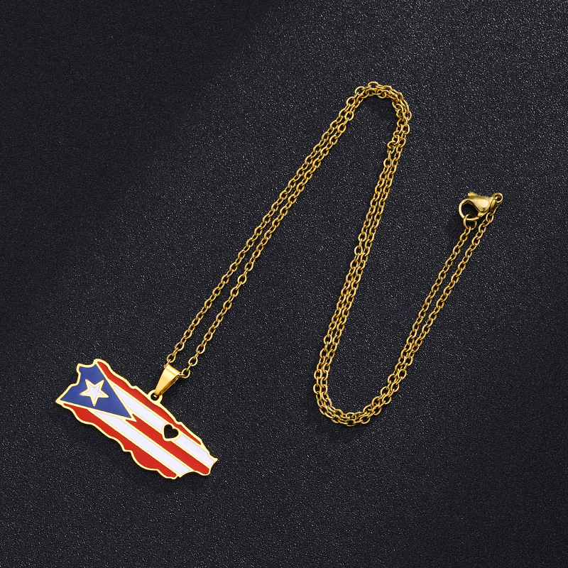 Ethnic Style Modern Style Classic Style Map 201 Stainless Steel 304 Stainless Steel Enamel Plating 18K Gold Plated Unisex Pendant Necklace display picture 15