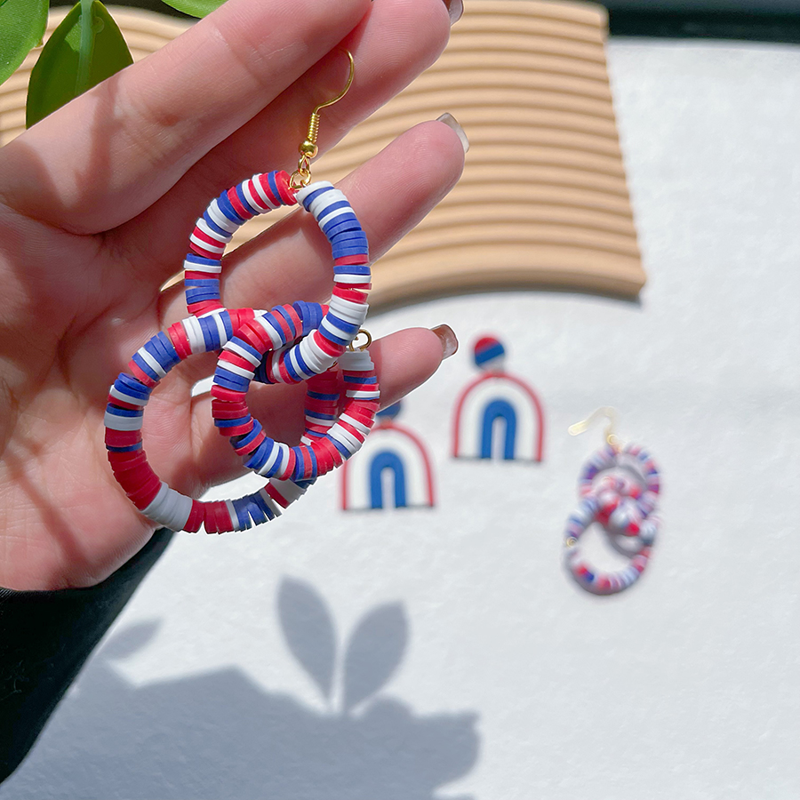 1 Pair Novelty Modern Style Camouflage Irregular American Flag Plating Alloy Soft Clay Drop Earrings display picture 4