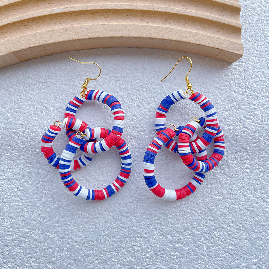 1 Pair Novelty Modern Style Camouflage Irregular American Flag Plating Alloy Soft Clay Drop Earrings display picture 3