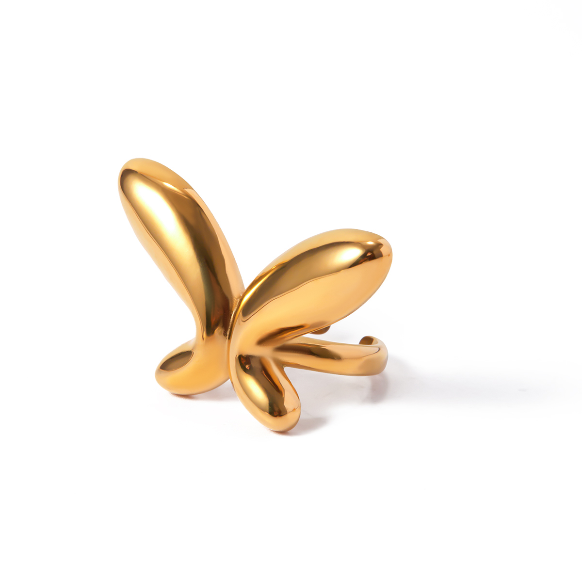 IG Style Modern Style Classic Style Solid Color Butterfly 316 Stainless Steel  Titanium Steel 18K Gold Plated Open Rings In Bulk display picture 6
