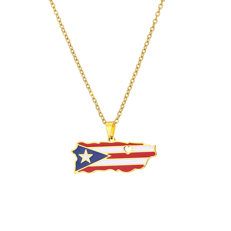 Ethnic Style Modern Style Classic Style Map 201 Stainless Steel 304 Stainless Steel Enamel Plating 18K Gold Plated Unisex Pendant Necklace display picture 3
