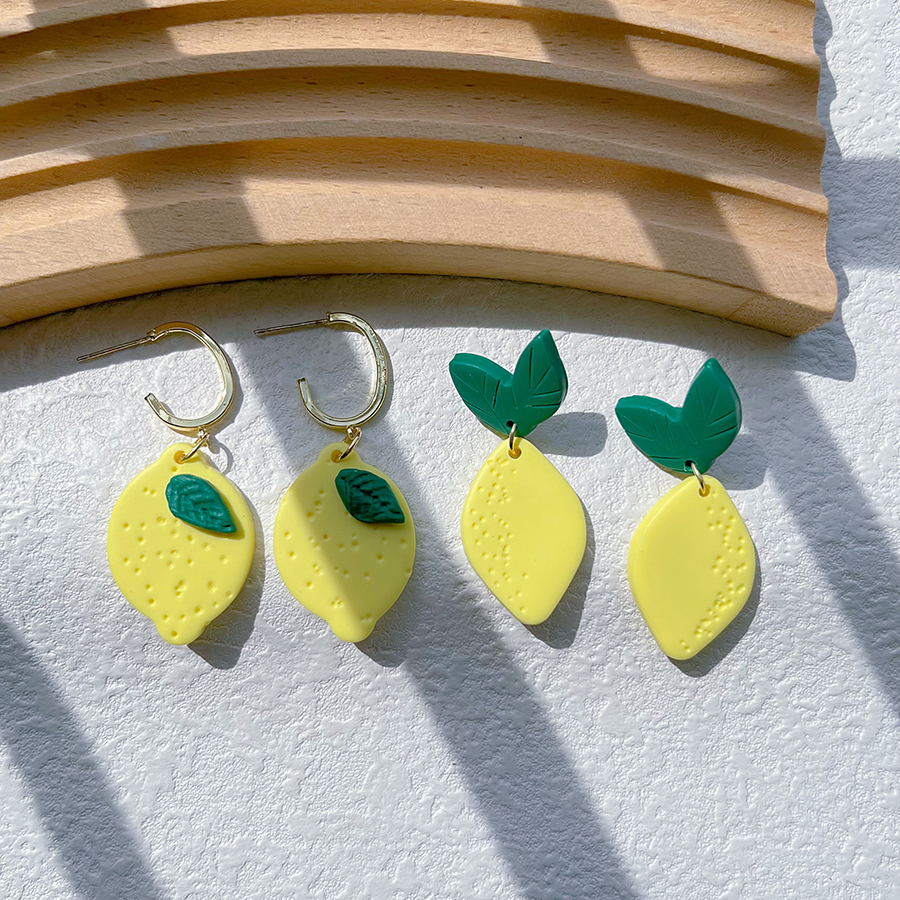 1 Paire Style De Bande Dessinée Mignon Sucré Citron Alliage Argile Molle Boucles D'oreilles display picture 1