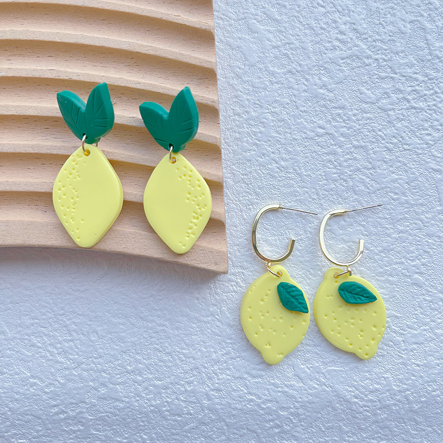 1 Pair Cartoon Style Cute Sweet Lemon Alloy Soft Clay Drop Earrings display picture 3