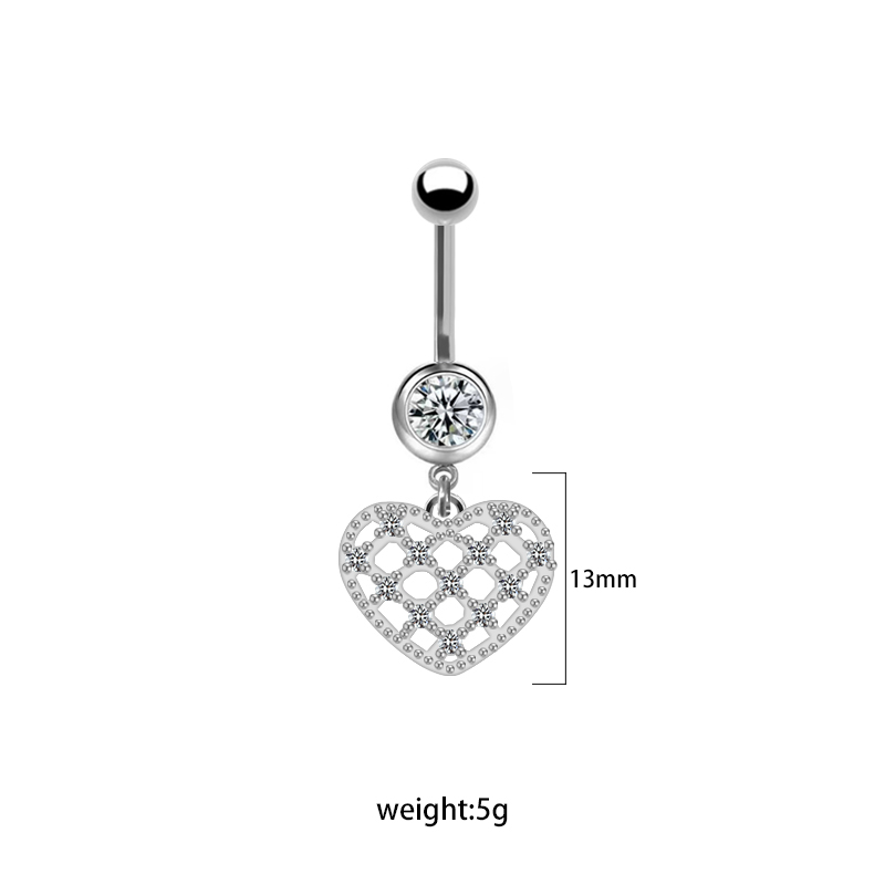 1 Piece Lip Rings Cute Retro Shiny Heart Shape Flower 316L Stainless Steel  Alloy Plating Inlay Rhinestones Glass White Gold Plated Gold Plated display picture 6
