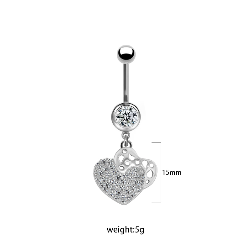 1 Piece Lip Rings Cute Retro Shiny Heart Shape Flower 316L Stainless Steel  Alloy Plating Inlay Rhinestones Glass White Gold Plated Gold Plated display picture 11