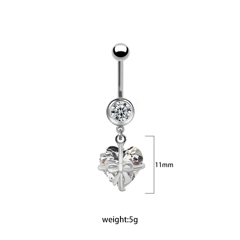 1 Piece Lip Rings Cute Retro Shiny Heart Shape Flower 316L Stainless Steel  Alloy Plating Inlay Rhinestones Glass White Gold Plated Gold Plated display picture 9