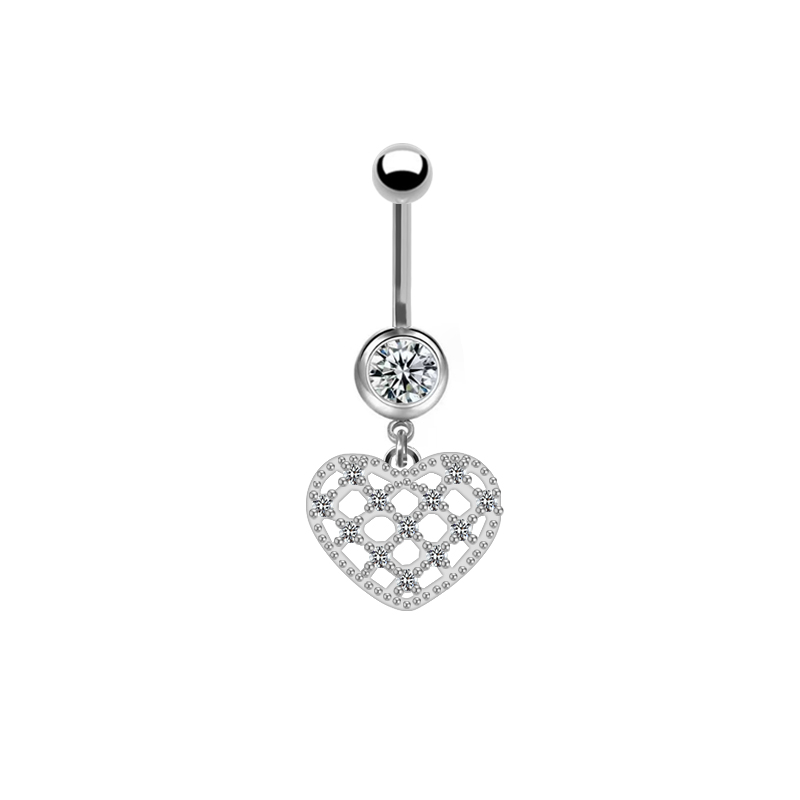 1 Piece Lip Rings Cute Retro Shiny Heart Shape Flower 316L Stainless Steel  Alloy Plating Inlay Rhinestones Glass White Gold Plated Gold Plated display picture 21