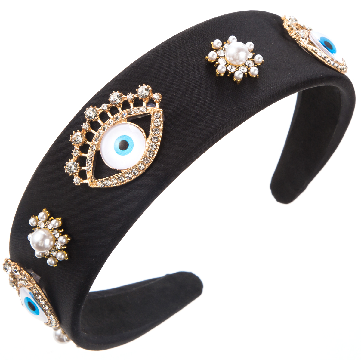 Women's Casual Modern Style Korean Style Devil's Eye Alloy Cloth Rhinestone Inlay Artificial Pearls Rhinestones Hair Band display picture 8