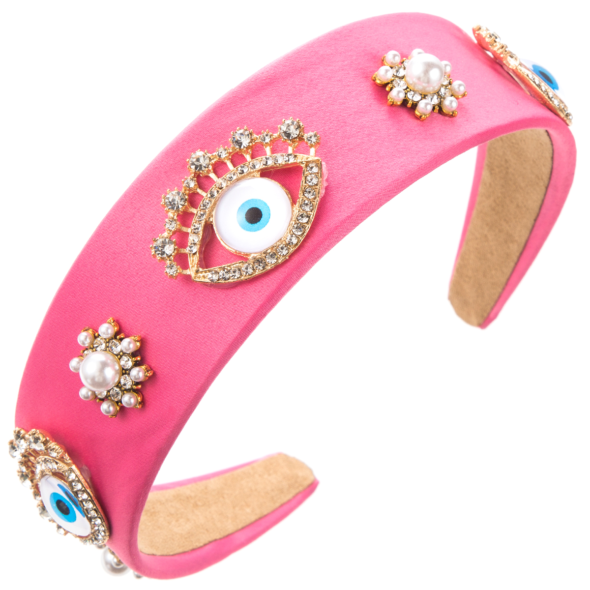 Women's Casual Modern Style Korean Style Devil's Eye Alloy Cloth Rhinestone Inlay Artificial Pearls Rhinestones Hair Band display picture 11