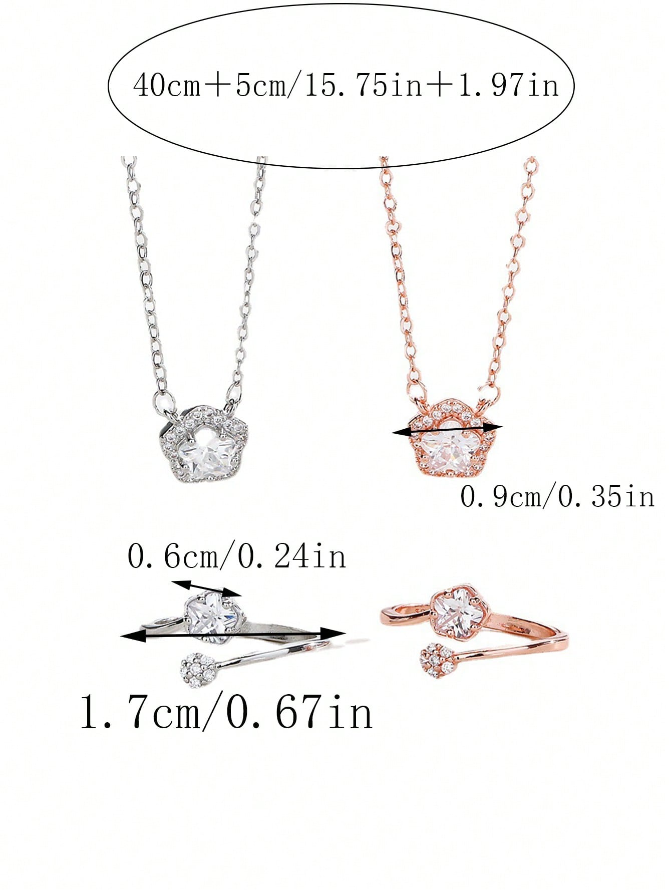 Lady Classic Style Commute Flower 201 Stainless Steel Inlay Artificial Diamond Women's Jewelry Set display picture 1