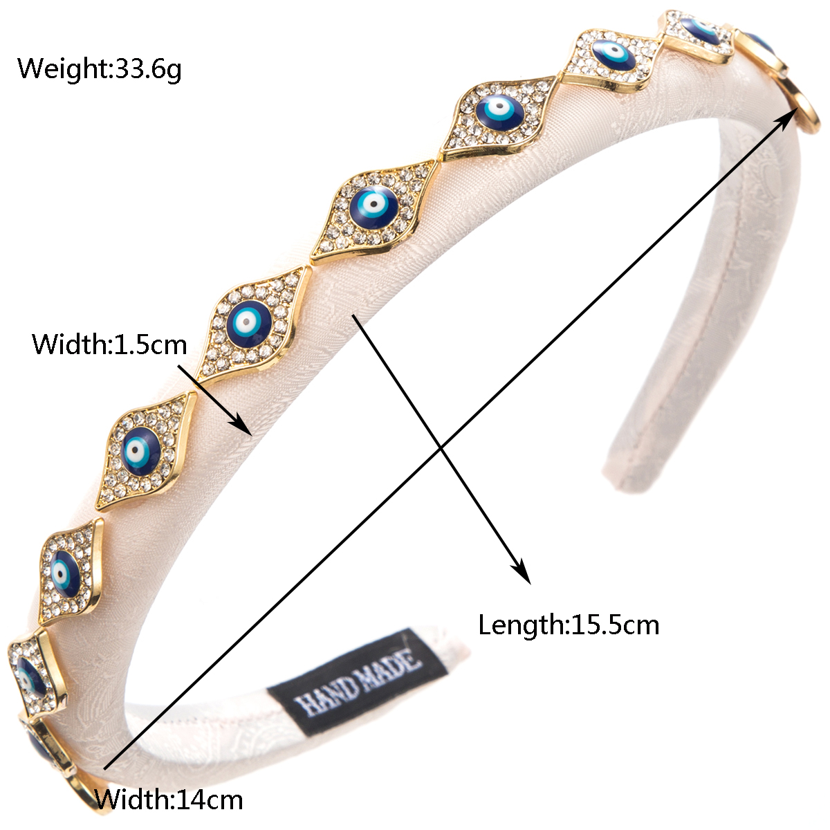 Women's Casual Vacation Modern Style Eye Alloy Cloth Inlay Rhinestones Hair Band display picture 1