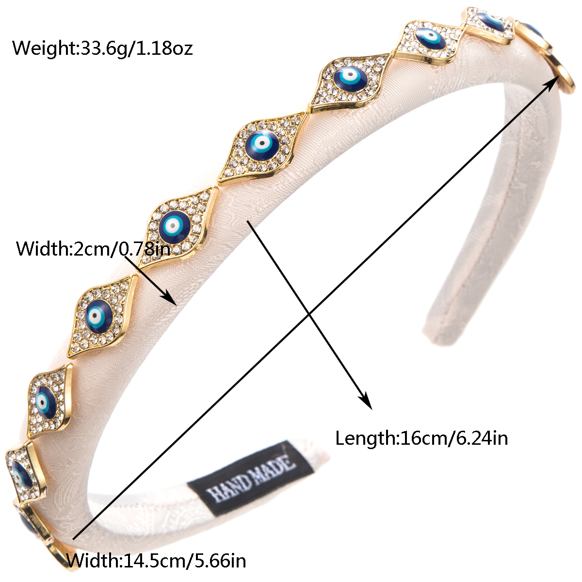 Women's Casual Vacation Modern Style Eye Alloy Cloth Inlay Rhinestones Hair Band display picture 2