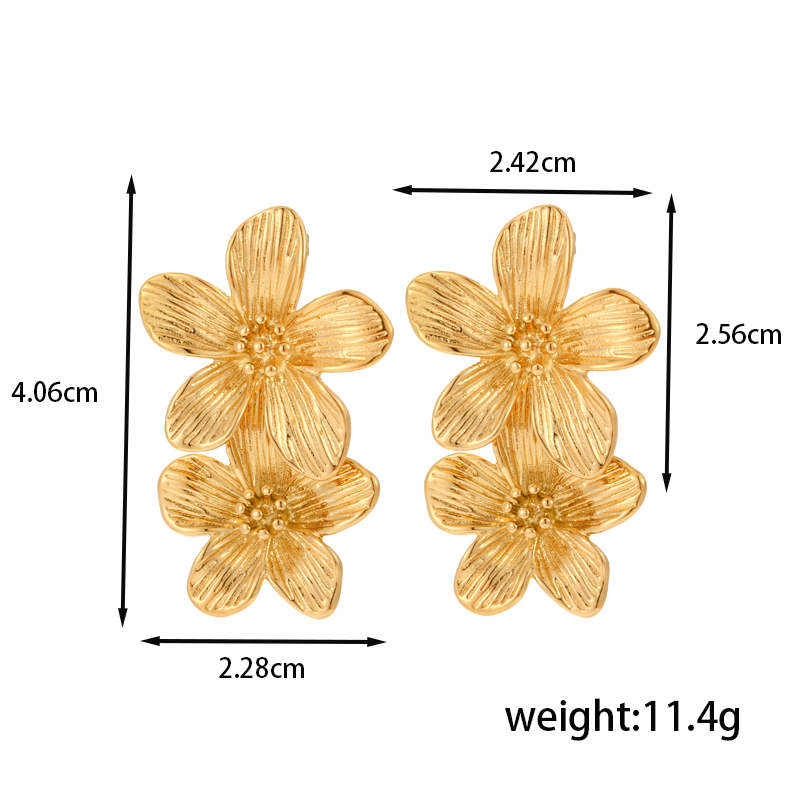 1 Pair IG Style French Style Modern Style C Shape Flower 304 Stainless Steel Titanium Steel Drop Earrings display picture 3