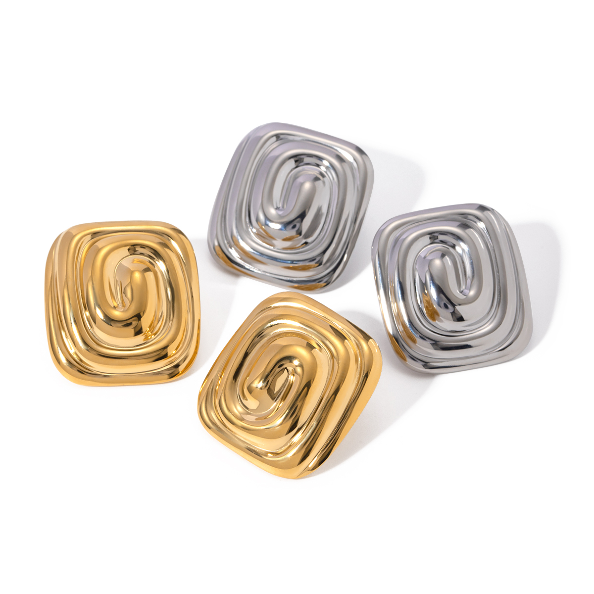 1 Pair IG Style Modern Style Classic Style Irregular Spiral 304 Stainless Steel Titanium Steel 18K Gold Plated Ear Studs display picture 10