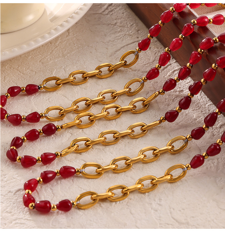 Elegant Classical Lady Geometric Agate Titanium Steel Beaded Plating 18K Gold Plated Women's Bracelets Necklace display picture 2