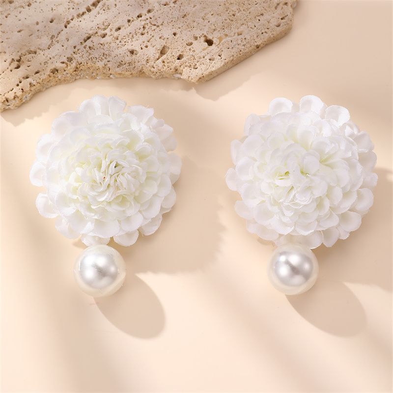 1 Pair Cute Lady Sweet Flower Cloth Drop Earrings display picture 2