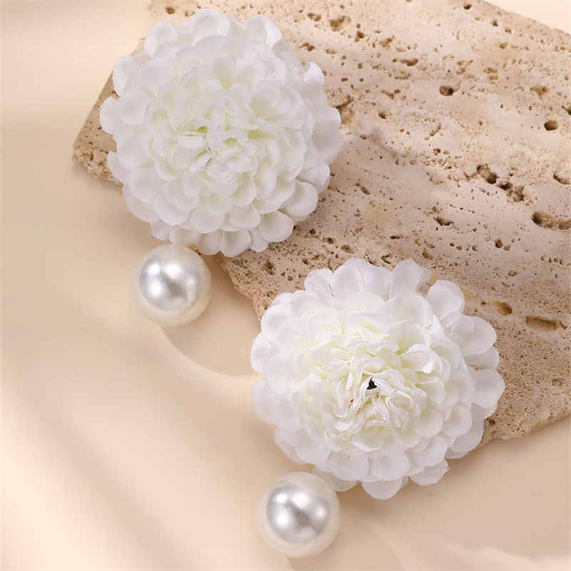 1 Pair Cute Lady Sweet Flower Cloth Drop Earrings display picture 5