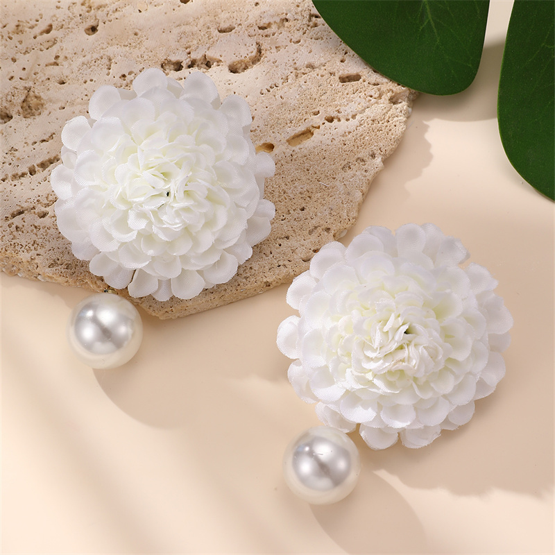 1 Pair Cute Lady Sweet Flower Cloth Drop Earrings display picture 4
