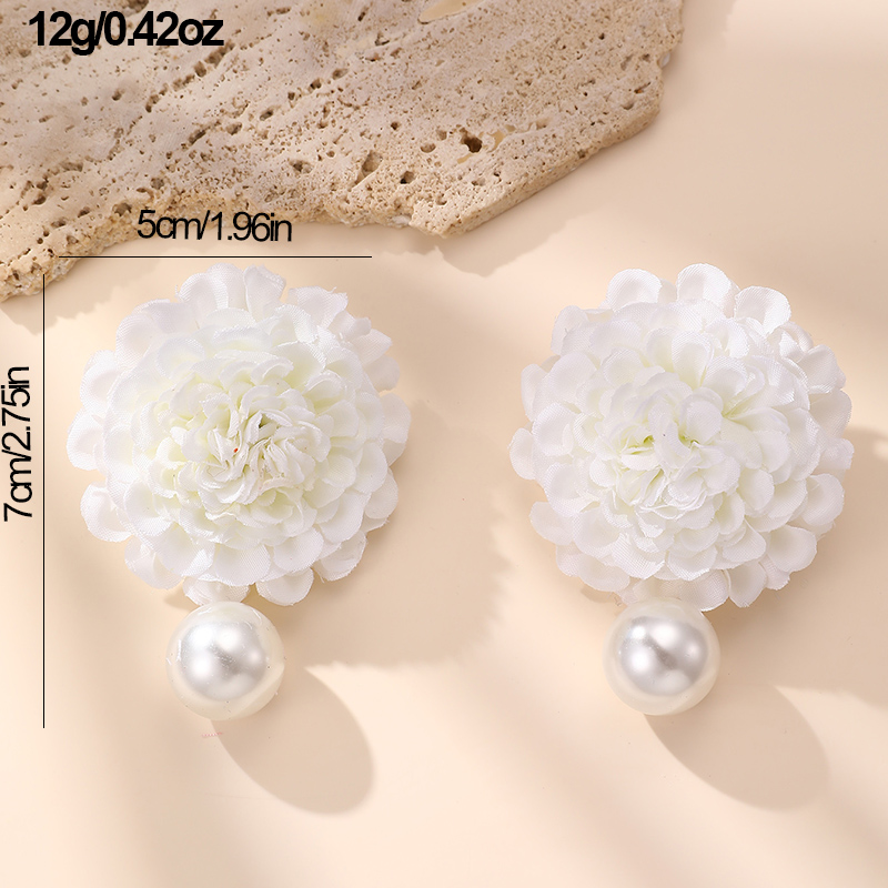 1 Pair Cute Lady Sweet Flower Cloth Drop Earrings display picture 6