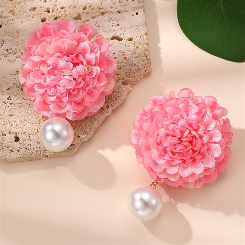 1 Pair Cute Lady Sweet Flower Cloth Drop Earrings display picture 7