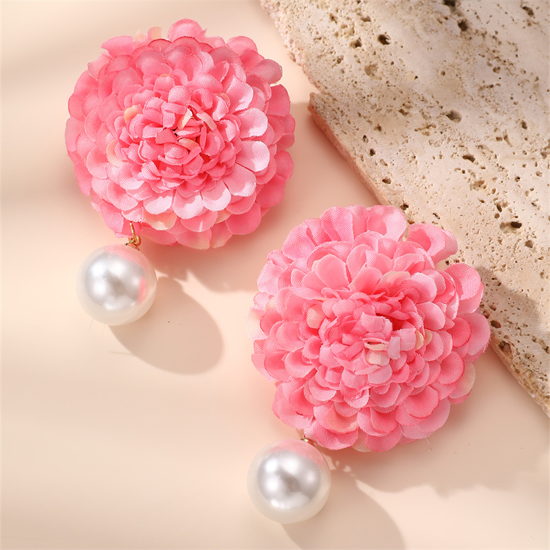 1 Paire Mignon Dame Sucré Fleur Chiffon Boucles D'oreilles display picture 8