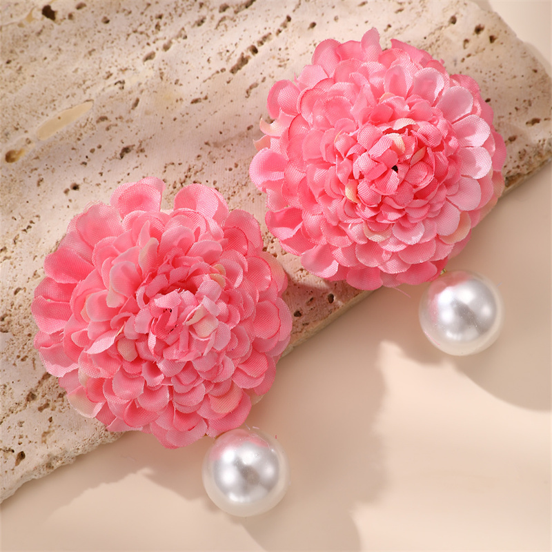 1 Paire Mignon Dame Sucré Fleur Chiffon Boucles D'oreilles display picture 10