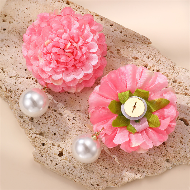1 Pair Cute Lady Sweet Flower Cloth Drop Earrings display picture 11
