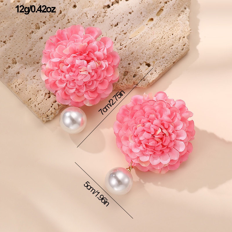 1 Pair Cute Lady Sweet Flower Cloth Drop Earrings display picture 12