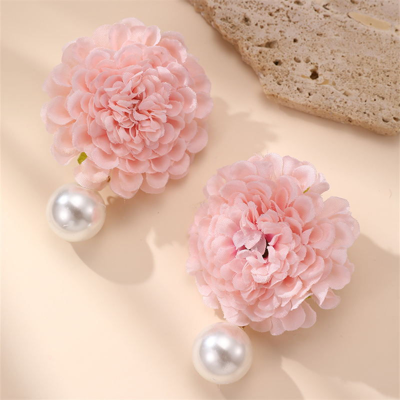 1 Pair Cute Lady Sweet Flower Cloth Drop Earrings display picture 15