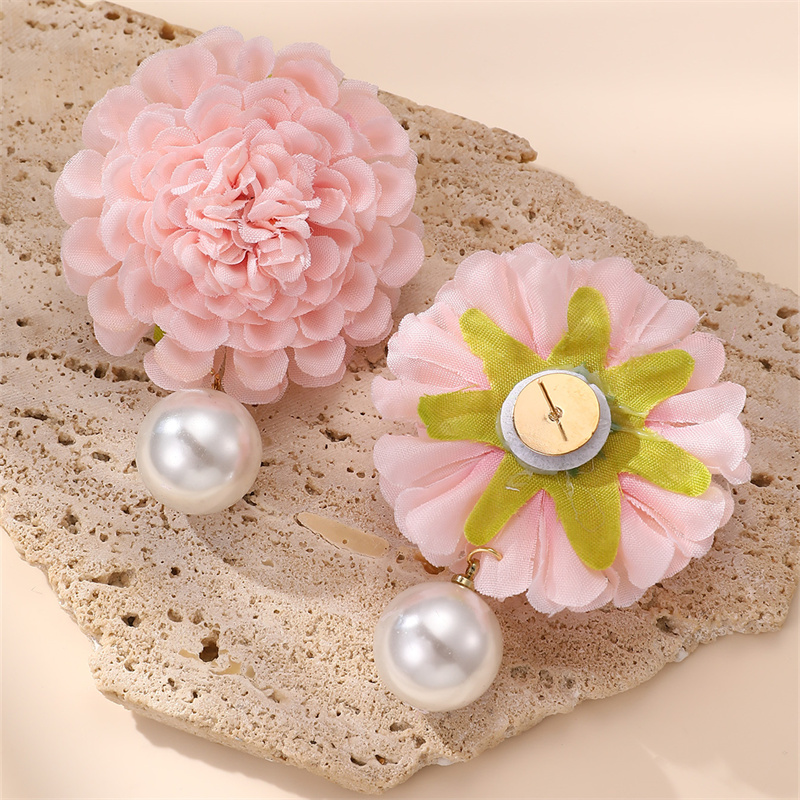 1 Paire Mignon Dame Sucré Fleur Chiffon Boucles D'oreilles display picture 16