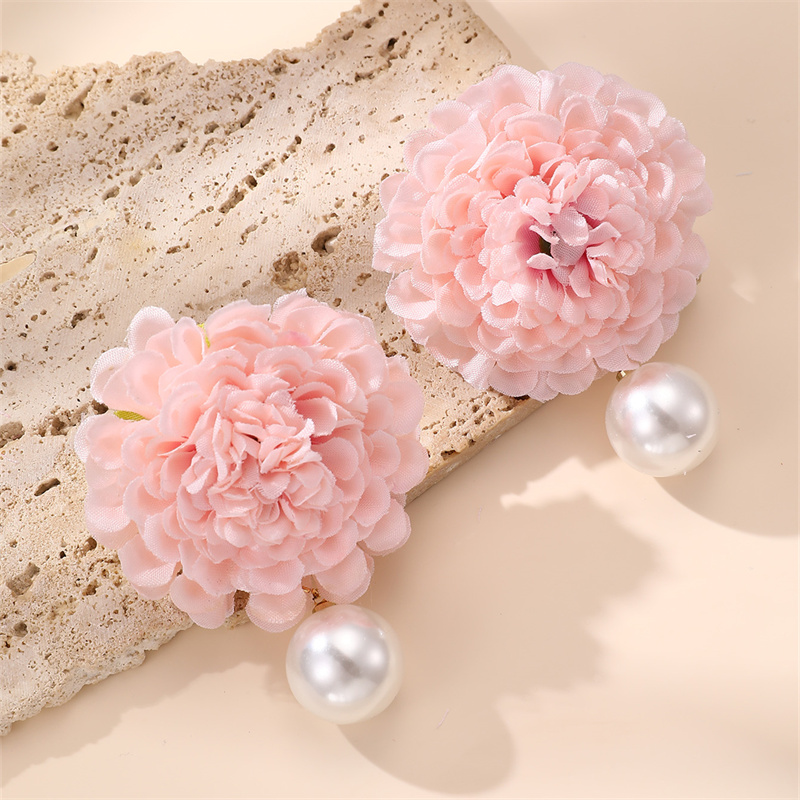 1 Pair Cute Lady Sweet Flower Cloth Drop Earrings display picture 17