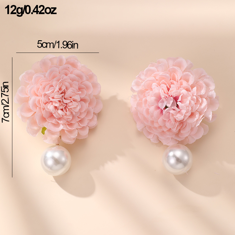 1 Pair Cute Lady Sweet Flower Cloth Drop Earrings display picture 18